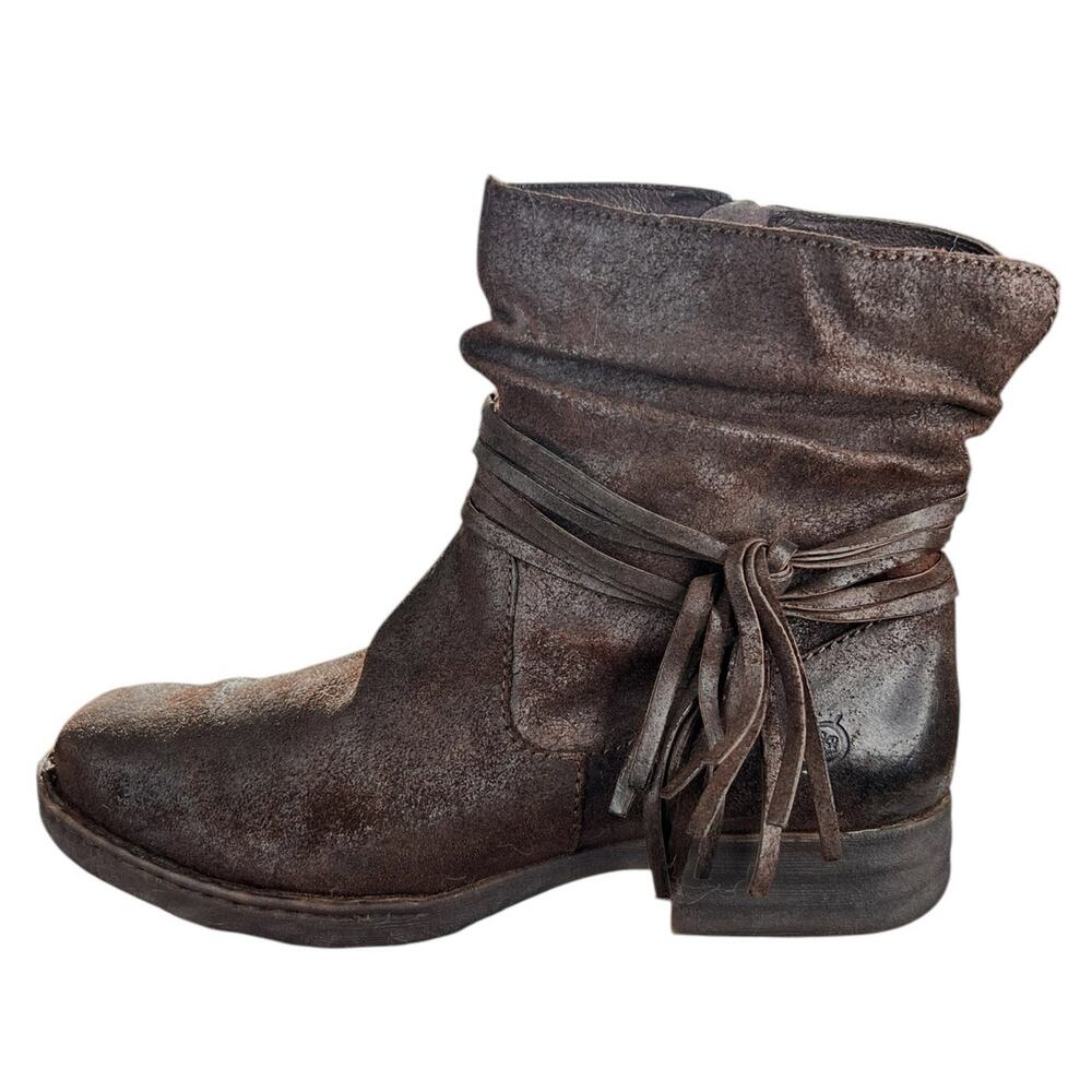 Born Women’s Cross Brown Distressed Fringe Ankle Boot Size US 9 - Picture 3 of 10